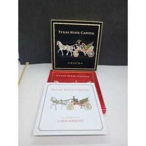 2017 Texas State Capitol Christmas Ornament Horse & Carriage Box and Pamphlet